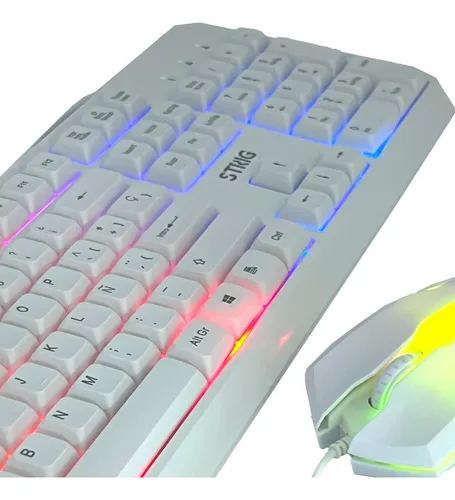 COMBO TECLADO Y MOUSE STRIG GK106 BLANCO RGB USB - Imagen 2