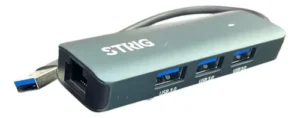HUB STRIG USB 3.0 3 PUERTOS + RJ45 GIGABIT LH04U3