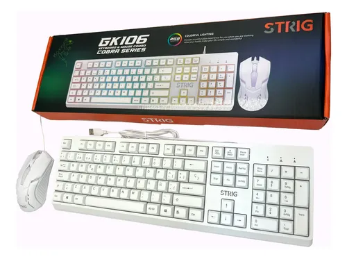 COMBO TECLADO Y MOUSE STRIG GK106 BLANCO RGB USB - Imagen 3