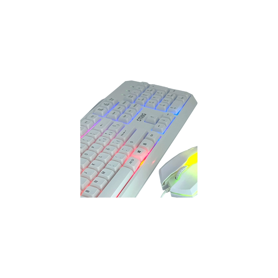 COMBO TECLADO Y MOUSE STRIG GK106 BLANCO RGB USB - Imagen 2