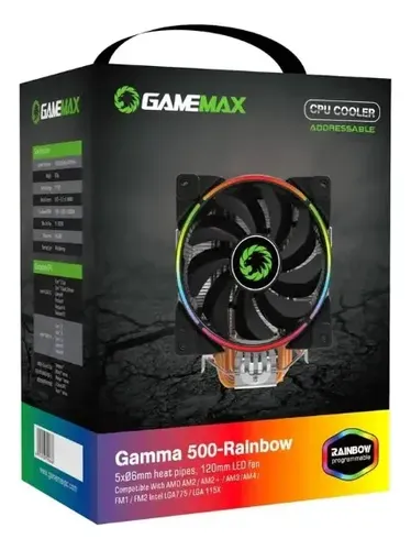 CPU AIR COOLER GAMEMAX GAMMA 500-RAINBOW ARGB AMD INTEL TDP 187W - Imagen 3