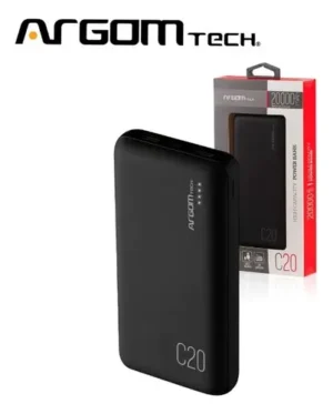 POWER BANK 20000MAH ARGOMTECH C20 2USB/ NEGRO ARG-PB-1145BK