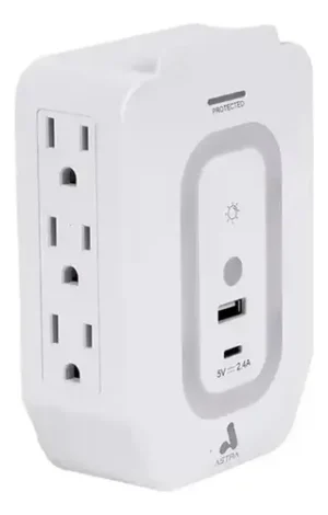PROTECTOR DE VOLTAJE ASTRA 6 TOMAS USB A / C + LED 15A 120V YB4062UPYD