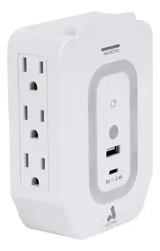 PROTECTOR DE VOLTAJE ASTRA 6 TOMAS USB A / C + LED 15A 120V YB4062UPYD