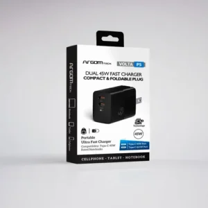 CARGADOR ARGOMTECH DUAL USB C VOLTA P5 45W ARG-AC-0134BK