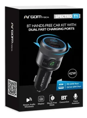CARGADOR AUTOMOVIL ARGOMTECH  USB BLUETOOTH MANOS LIBRES ARG-AC-0343BK